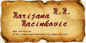Marijana Mačinković vizit kartica